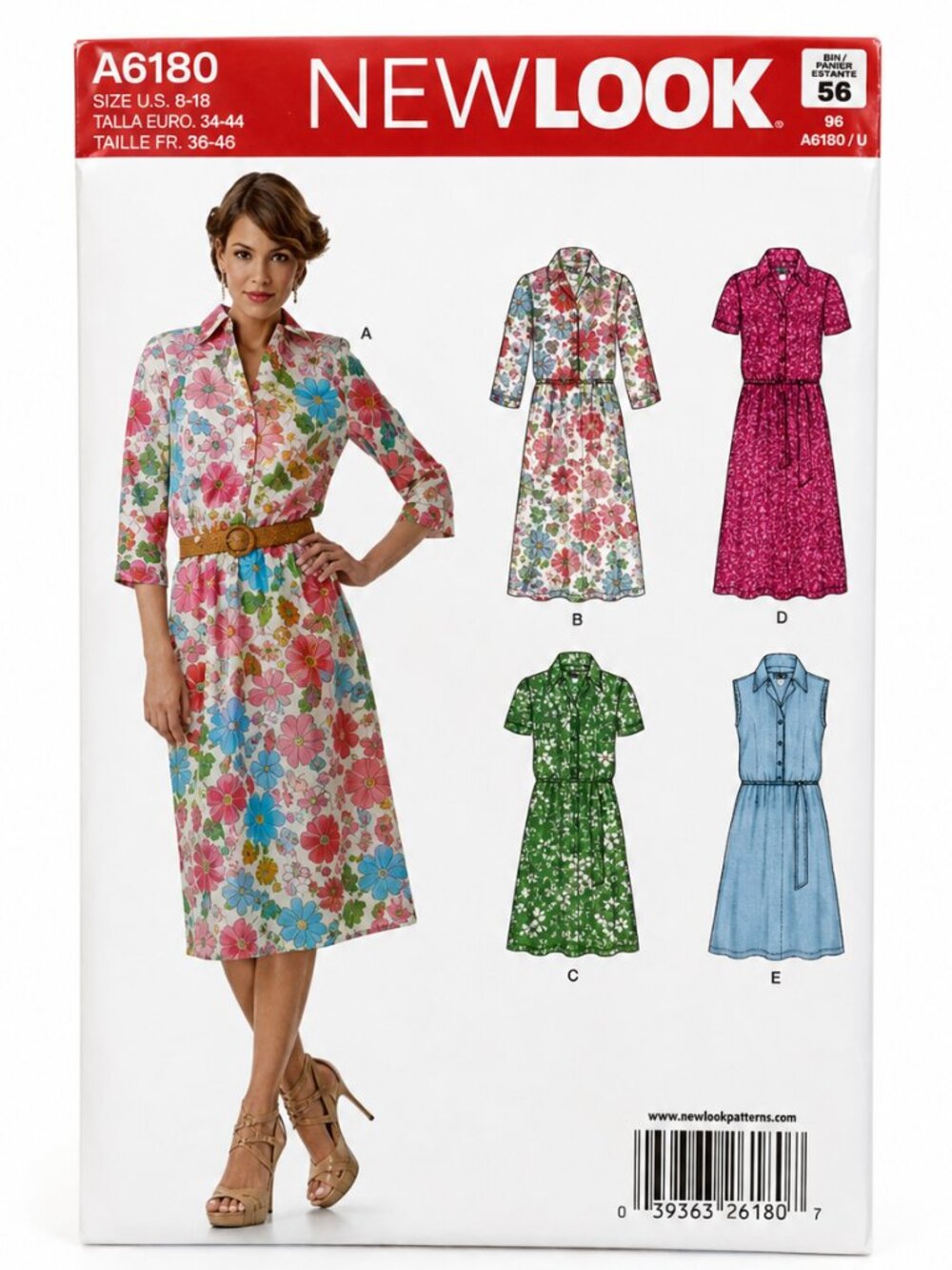 New Look A6180 Shirt Dress Sewing Pattern – Size 10–22